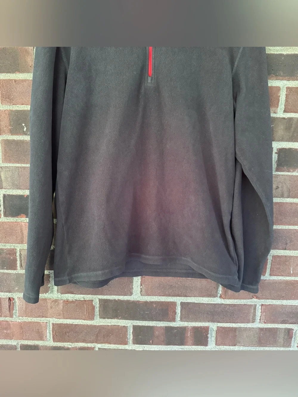 The North Face Mens Small 1/4 Zip Fleece Pullover Black Red Logo Jacket